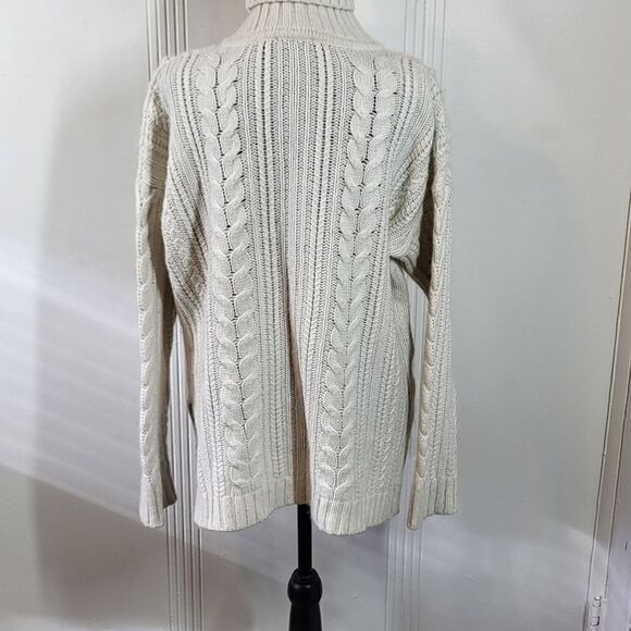 Plus Size Ann Taylor White Merino Wool Blend / Alpaca Turtle Neck Sweater - Picture 3 of 12